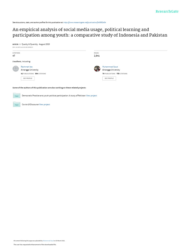 An Empirical Analysis of Social Media Usage, Political Learning and | PDF