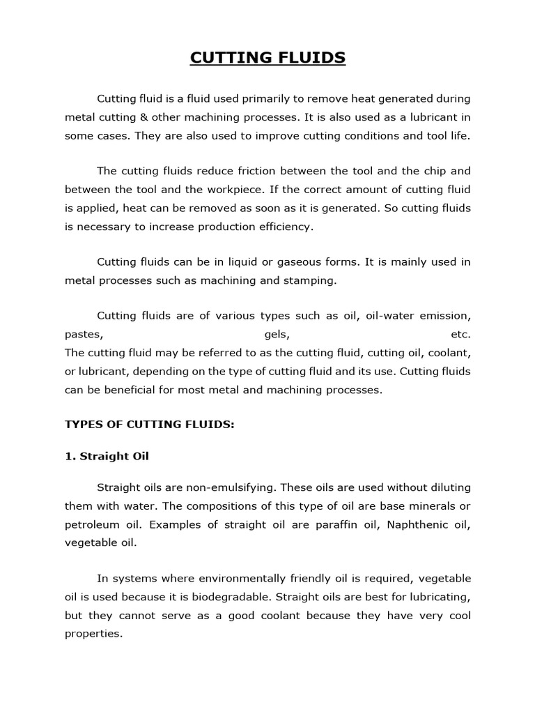 Cutting Fluids PDF Lubricant Oil