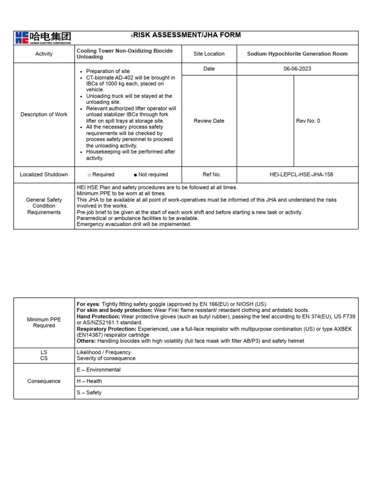 Cooling Tower Biomate PDF Hazards Personal Protective Equipment