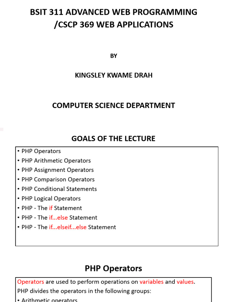 Advanced Web Development-Lecture 3a | PDF | Php | Computer Engineering