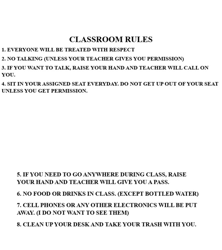 Classroom rules ppt pdf