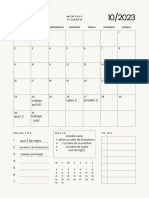 Beige Minimalist Calendar October 2023 Monthly Planner