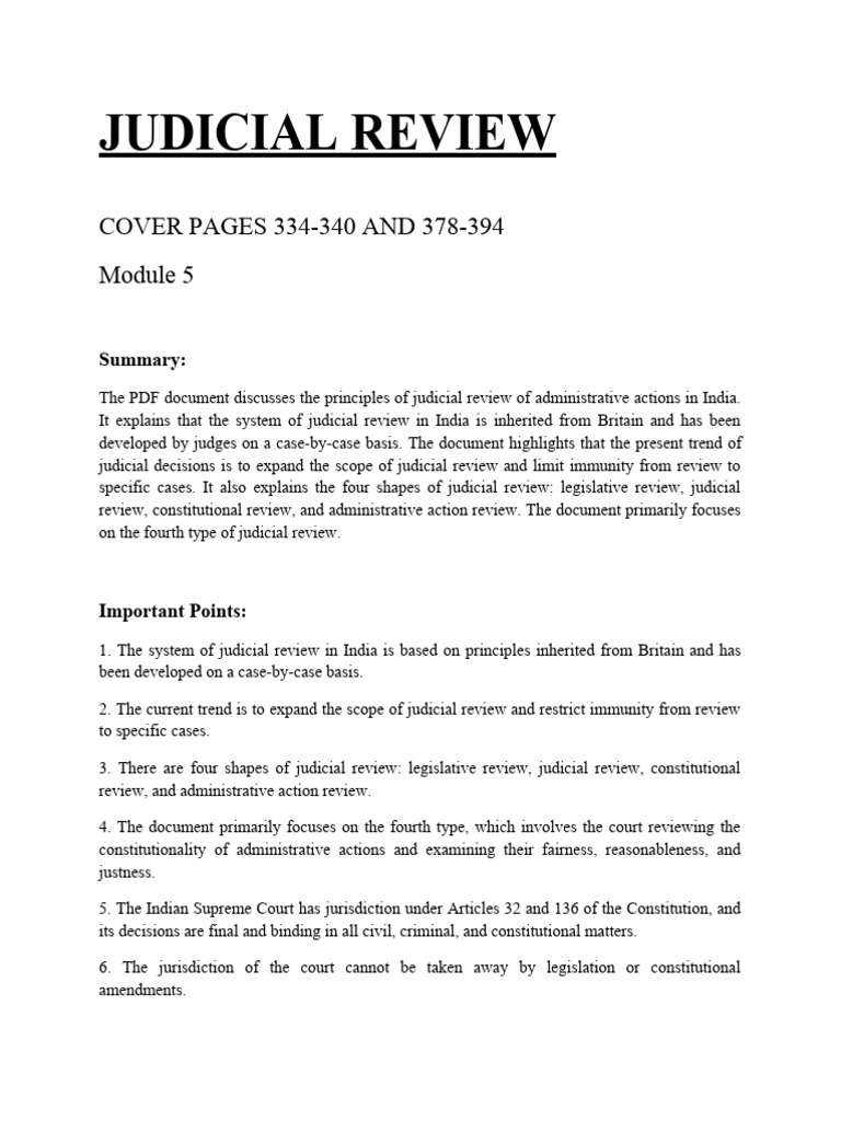Judicial Review of Administrative Actions in India | PDF | Judicial ...