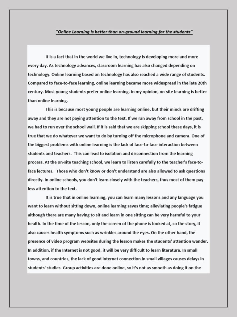 Online learning is better than on ground learning pdf educational