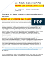 Entrega Da Avaliação - Trabalho Da Disciplina (AVA 2) Educação em Saúde AVA2 ALICE