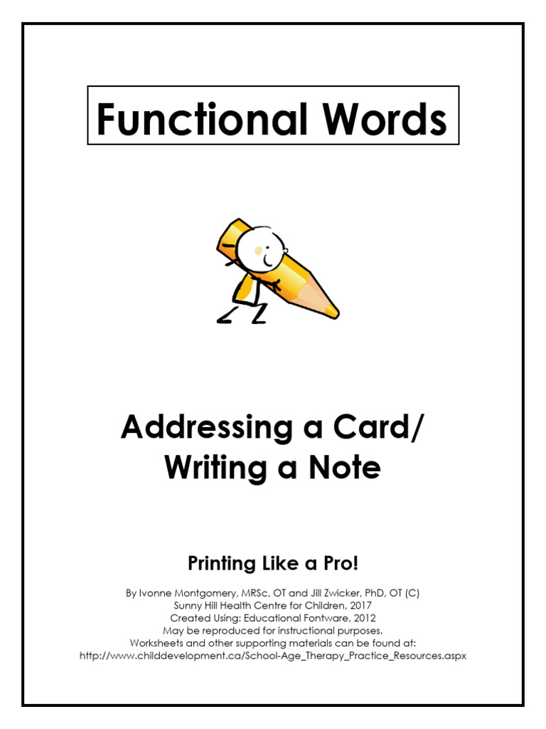 Functional Words Addressing A Card or Writing A Note | PDF