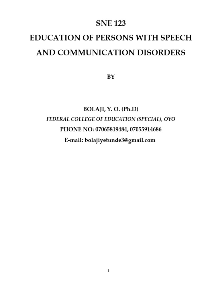 Special Needs Education 123 PDF Communication Speech