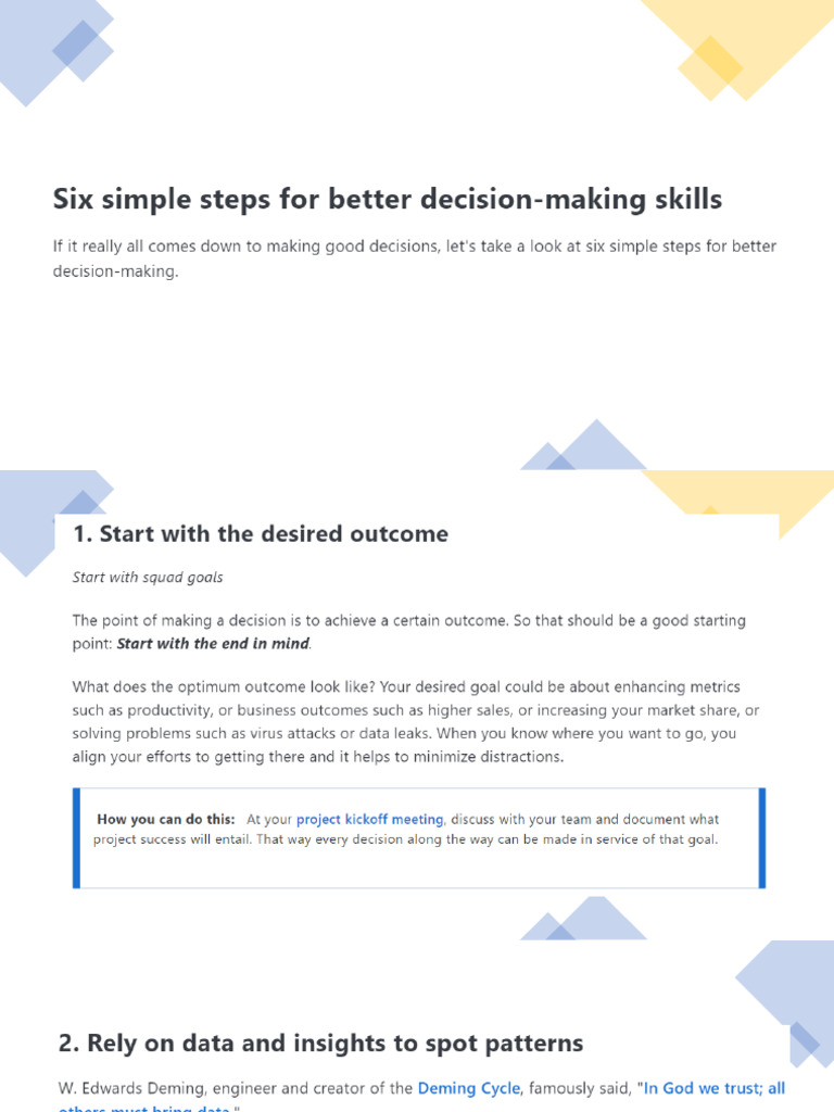 Steps For Better Decision Making Skills PDF