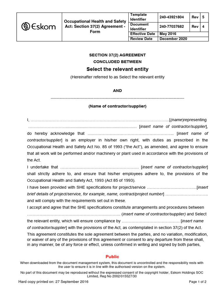 Section 37 2 Agreement 19 | PDF | Business | Civil Law (Common Law)