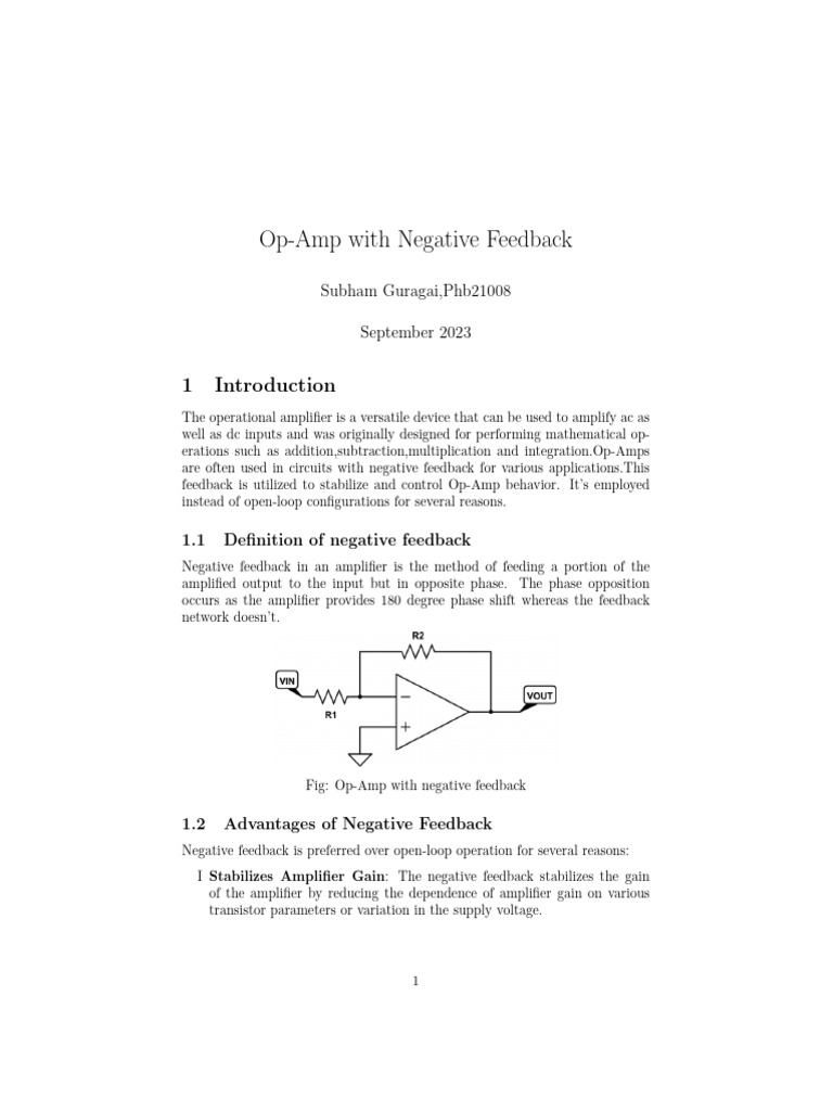 OpAmp With Negative Feedback PDF