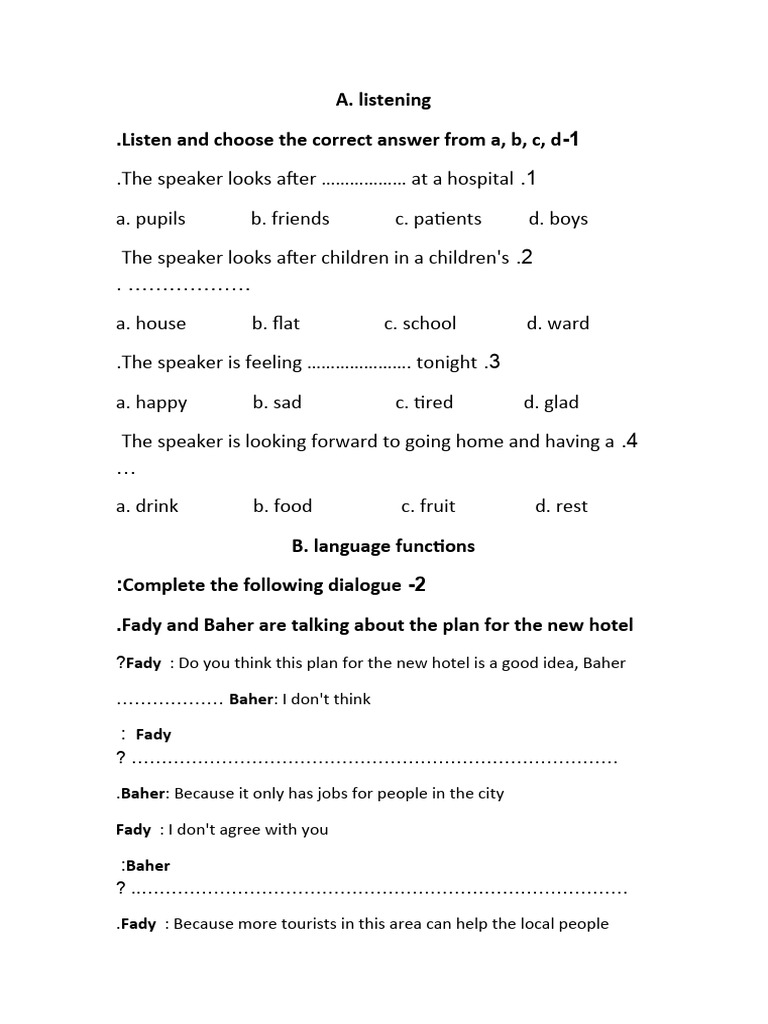 Prep 2 Final Exam First Term | PDF