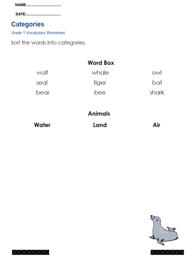 Grade 1 Word Sort 1 | PDF
