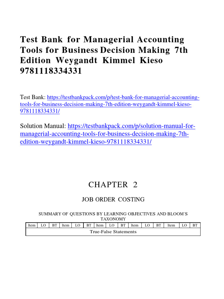 Managerial Accounting Tools For Business Decision Making 7th Edition
