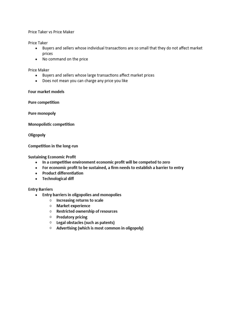 Price Taker Vs Price Maker PDF
