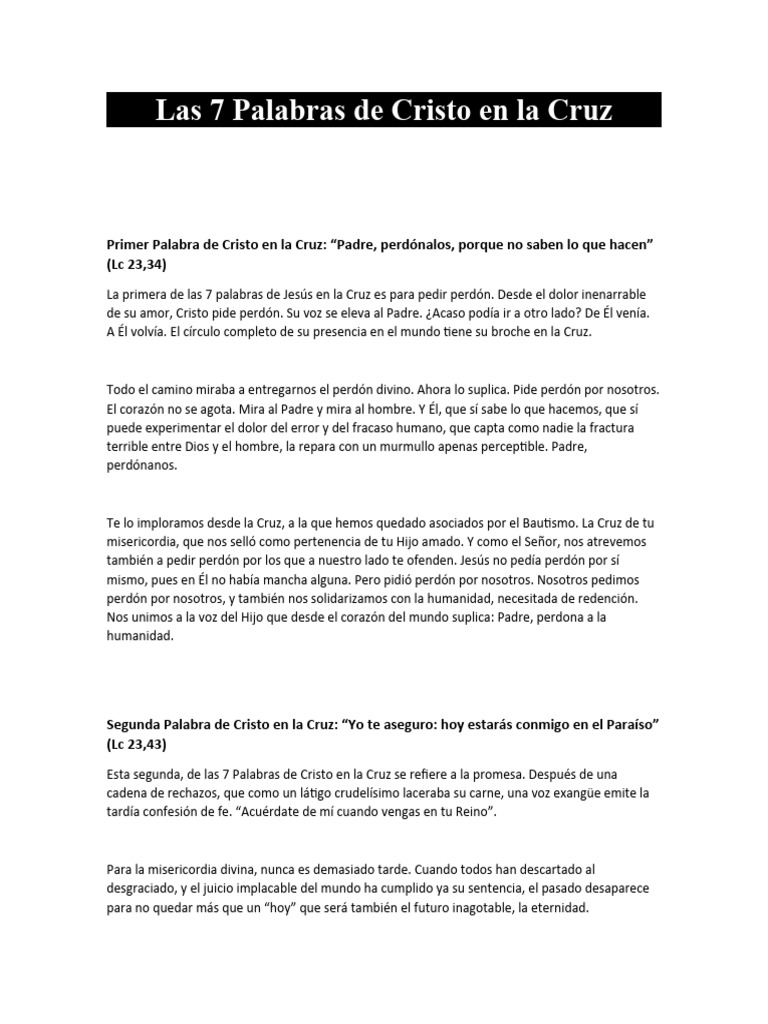 Las 7 Palabras De Cristo En La Cruz Pdf Cristo Título Perdón