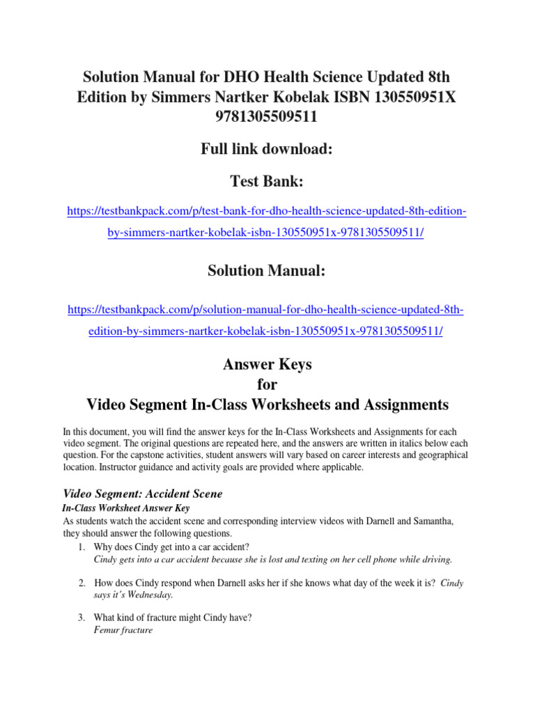 DHO Health Science 8th Edition Solutions | PDF