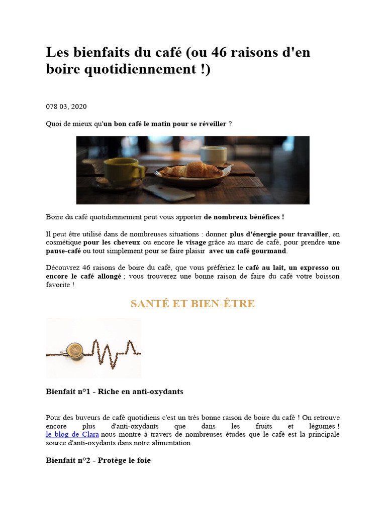 Les Bienfaits Du Café Pdf