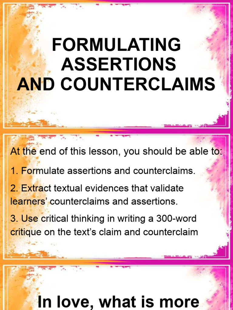 Formulating Assertions and Counterclaims PDF