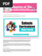 Importancia de Los Énfasis Curriculares en La Planificación de P