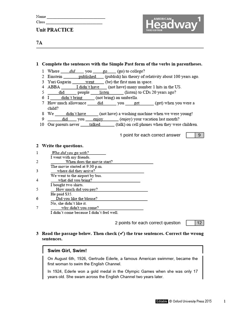 AHW3e - Level 01 - Unit PRACTICE 7a | PDF