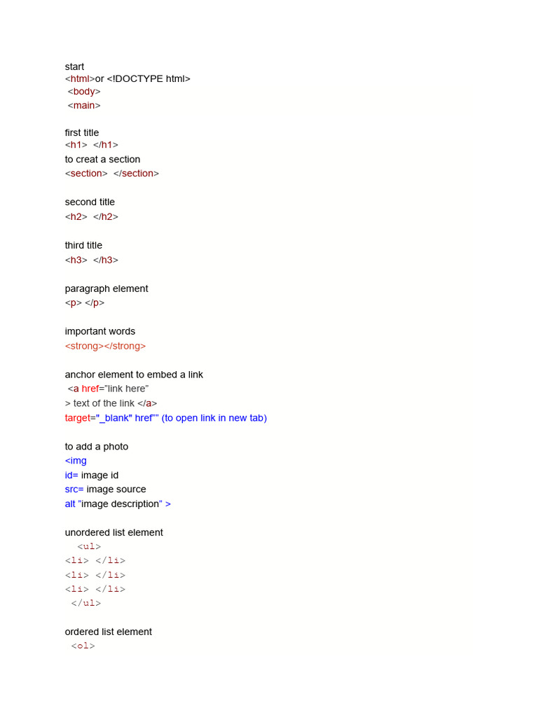 HTML Syntax Elements | PDF
