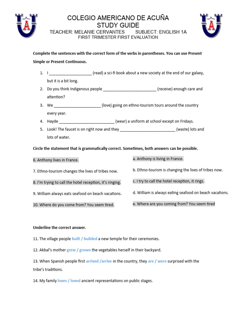 Guia Ing 1a | PDF | Language Arts & Discipline