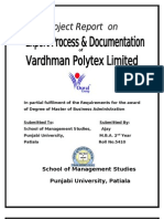 Vardhman Polytex Limited Bathinda Project For Mba