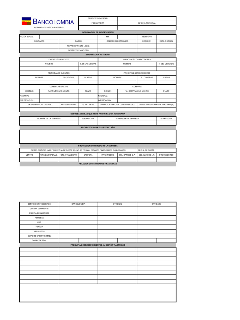 Formulario Empresa Bancolombia PDF Negocios Finanzas Y 