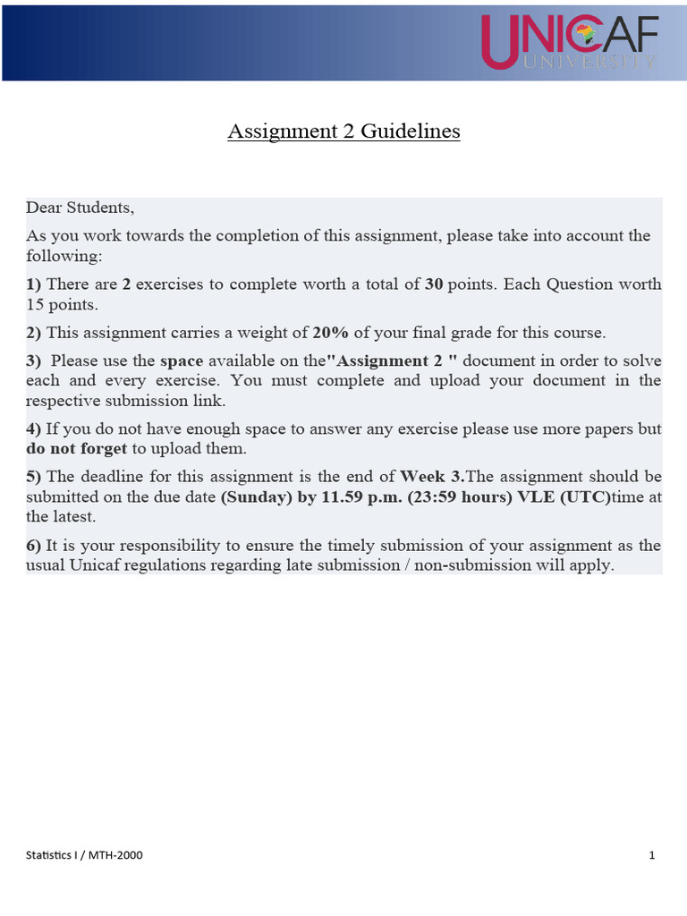 Assignment 2 MTH-2000 - Week 3 | PDF