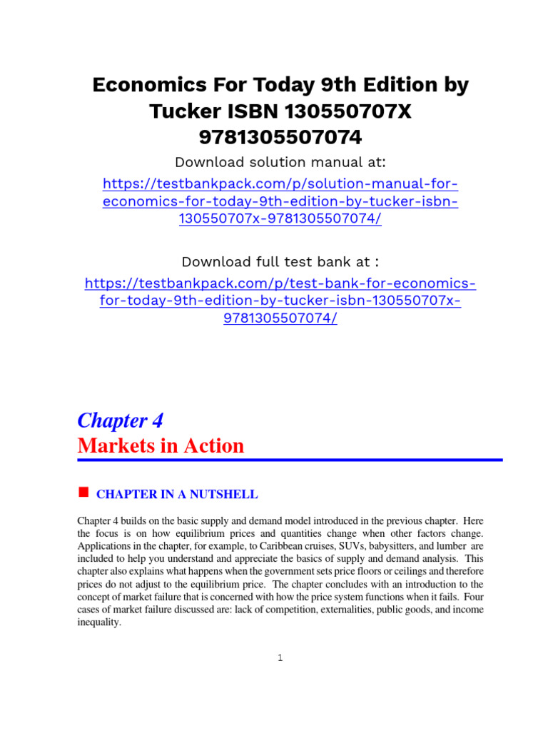 Economics For Today 9th Edition Tucker Solutions Manual 1 | PDF