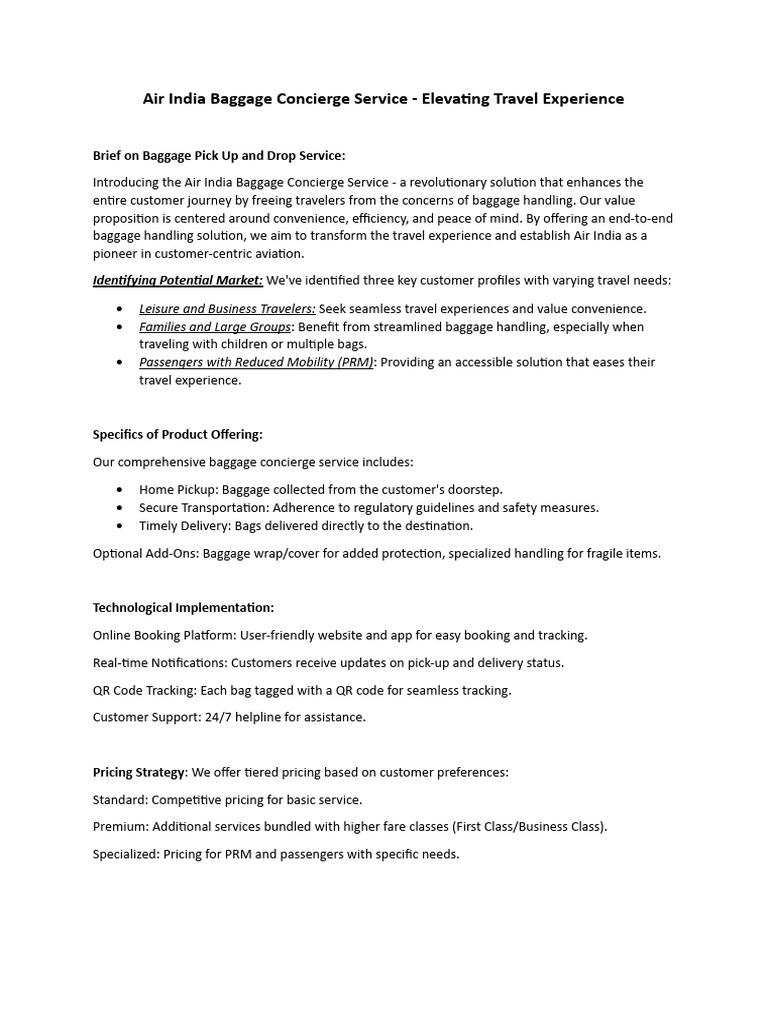 Air India Baggage Concierge Service PDF