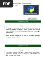 Lecture#9 Arrays