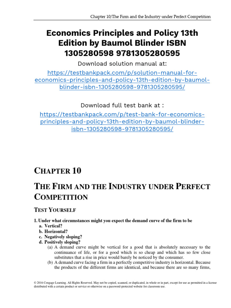 Perfect Competition: Firm and Industry Dynamics | PDF | Long Run And ...