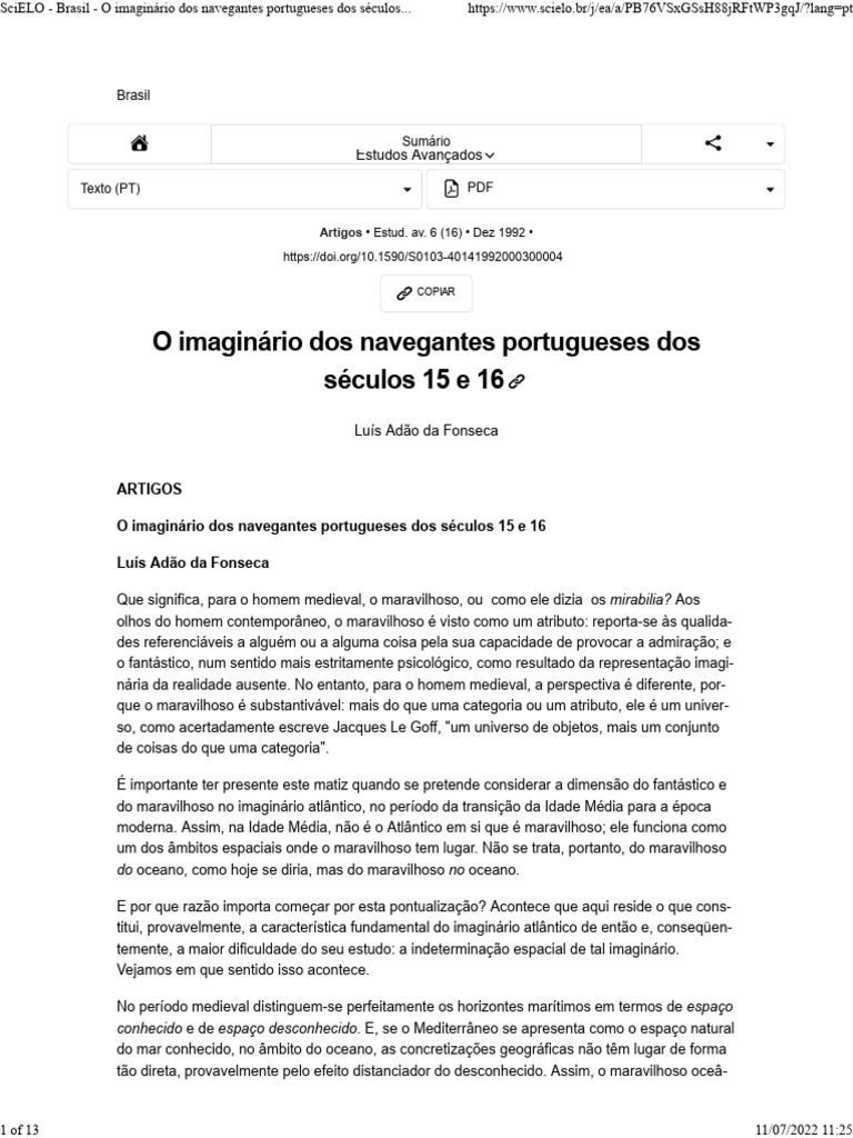 Brasil o imagin rio dos navegantes portugueses dos s culos 15 e 16 o