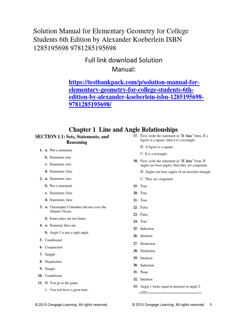 Solution Manual for Geometry 6th Ed. | PDF