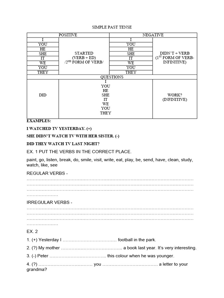 Past Simple Exercises | PDF
