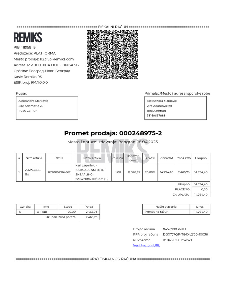 Faktura Za Kupca | PDF