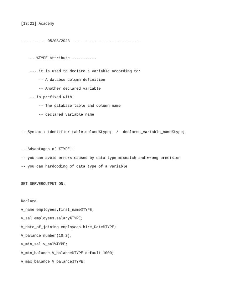 PLSQL Notes | PDF | Pl/Sql | Boolean Data Type