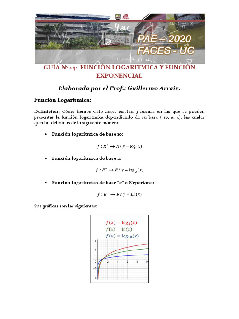 Función Logaritmica y Función Exponenecial | PDF