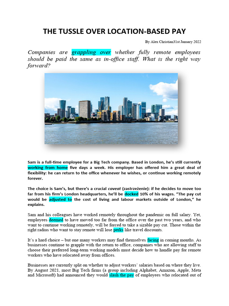 Location-Based Pay Debate in Remote Work | PDF | Cost Of Living ...