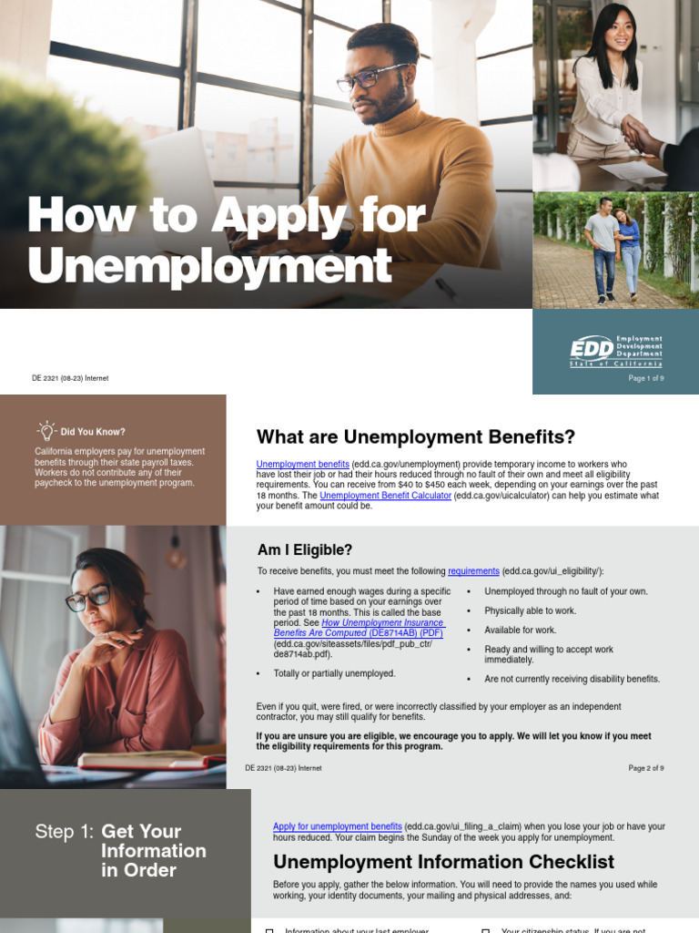 De2321 How To Apply For Unemployment | PDF
