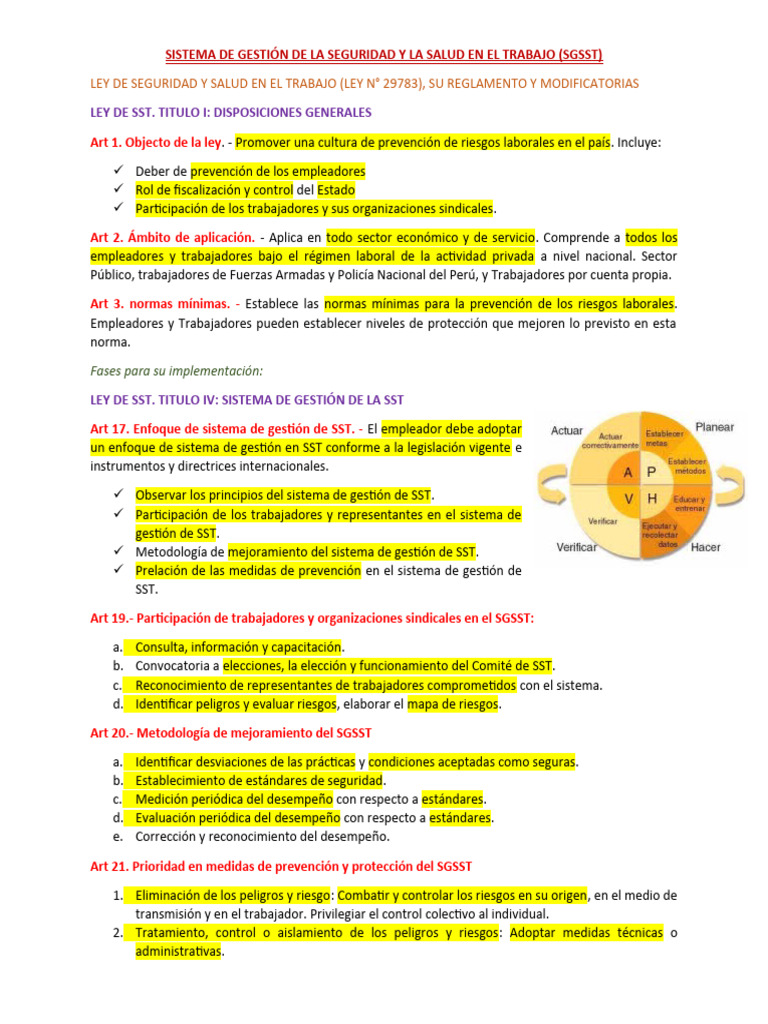 Sistema de Gestión de La Seguridad y La Salud en El Trabajo | PDF ...