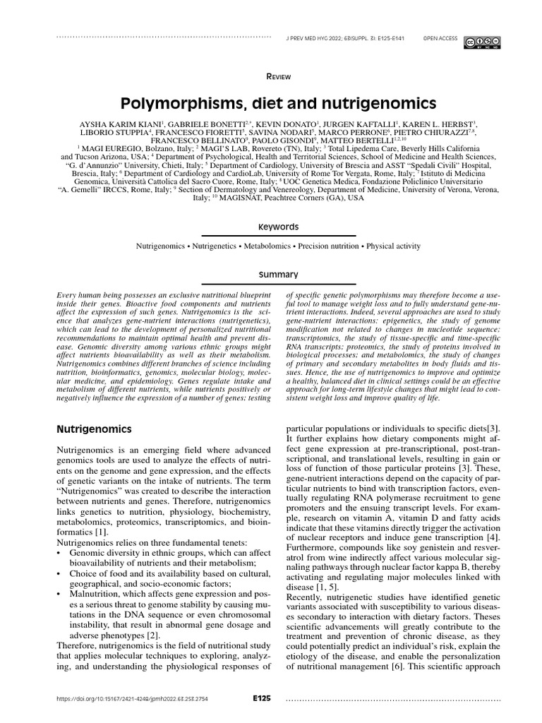 Polymorphisms, Diet and Nutrigenomics | PDF | Obesity | Cardiovascular ...