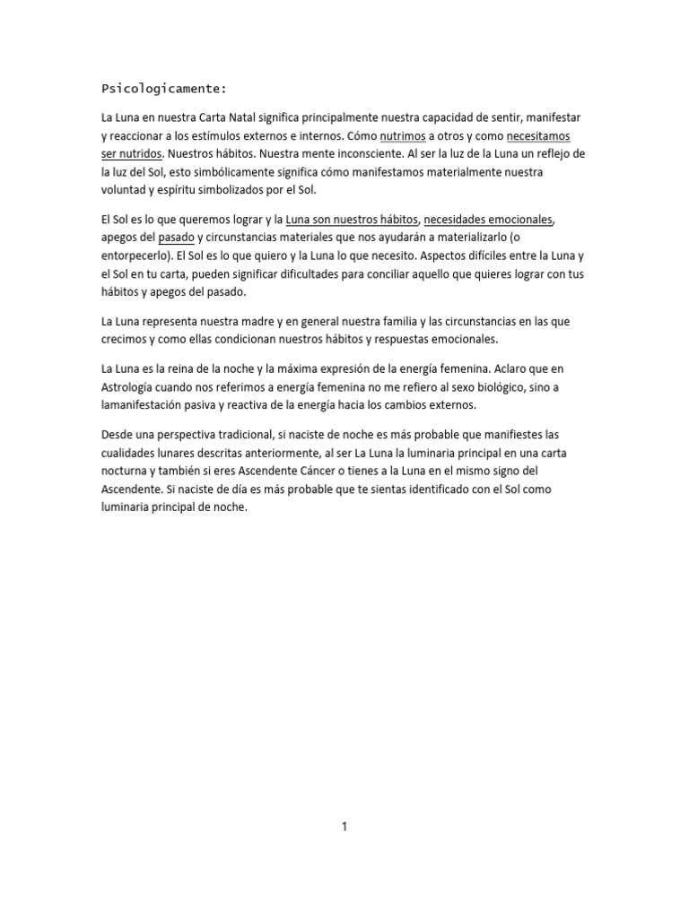 La Luna y el Sol en la Carta Natal | PDF