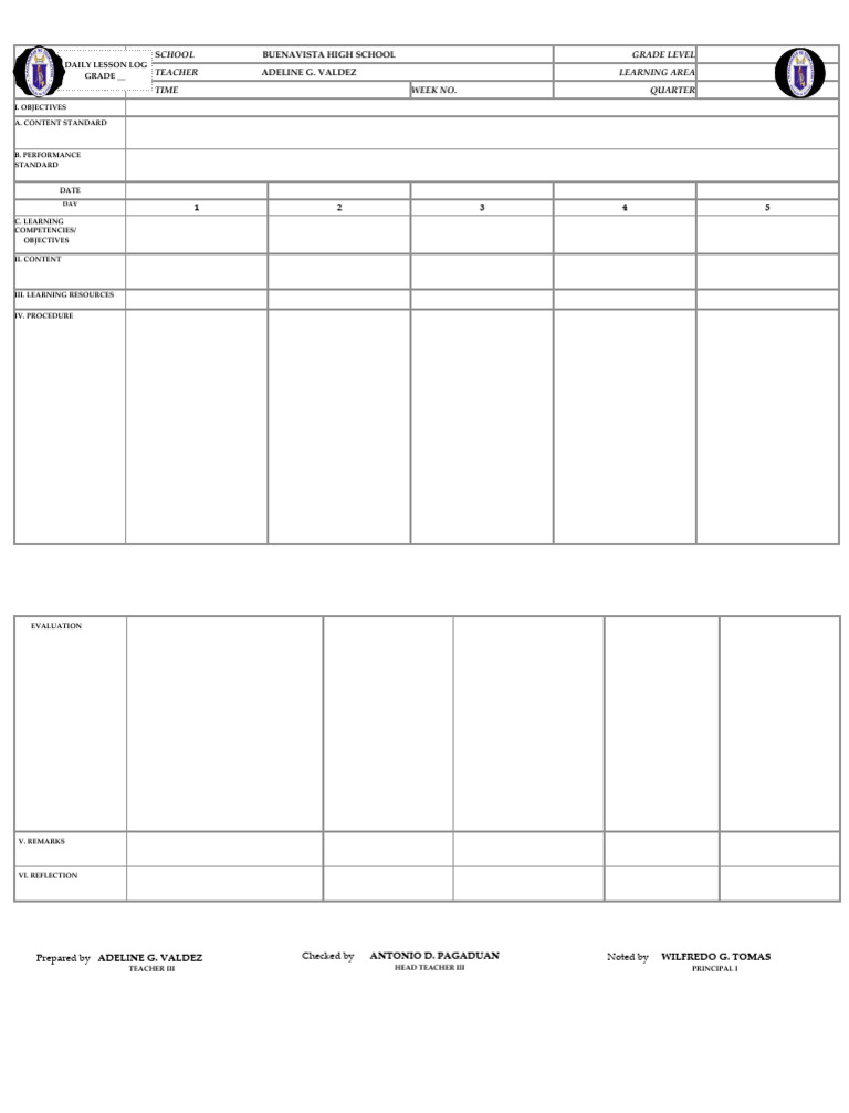 DLL 2 Pages Template (4) .Docx Adeline | PDF