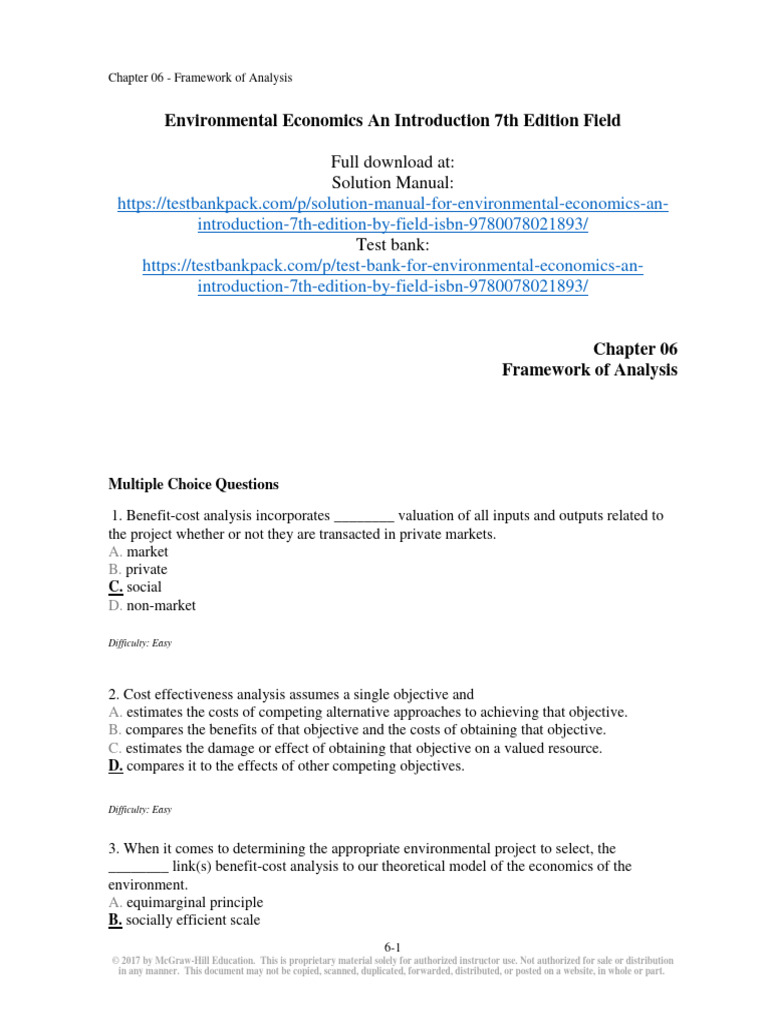 Environmental Economics An Introduction 7th Edition Field Test Bank 1