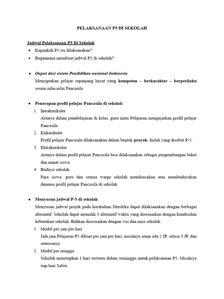 Pelaksanaan p5 Di Sekolah | PDF