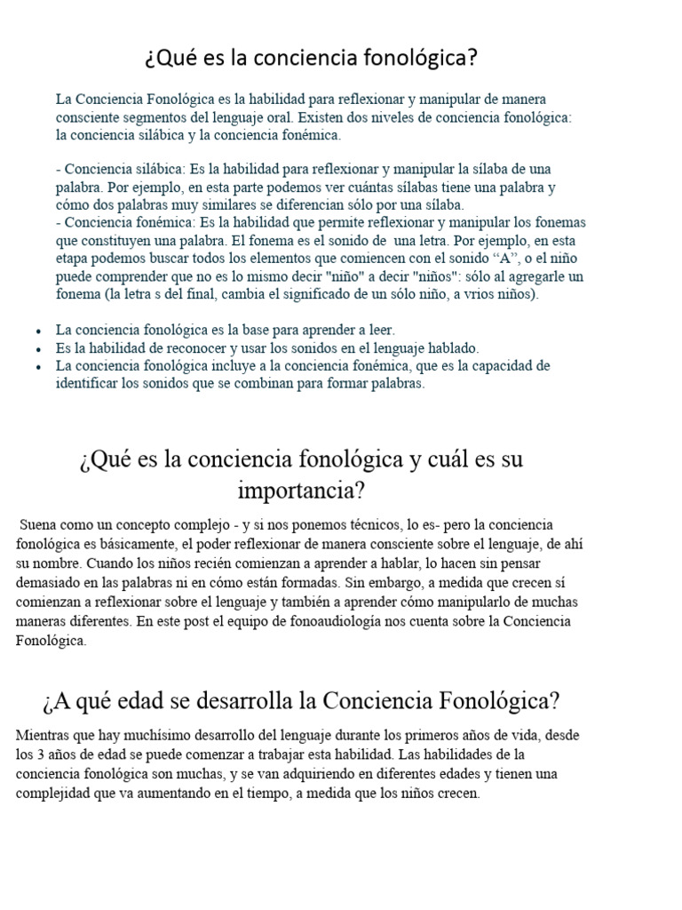 Qué Es La Conciencia Fonológica CINTHIA MURILLO | PDF