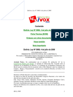 Contenido: Bolivia: Ley #3908, 4 de Julio de 2008 Ficha Técnica (DCMI) Enlaces Con Otros Documentos