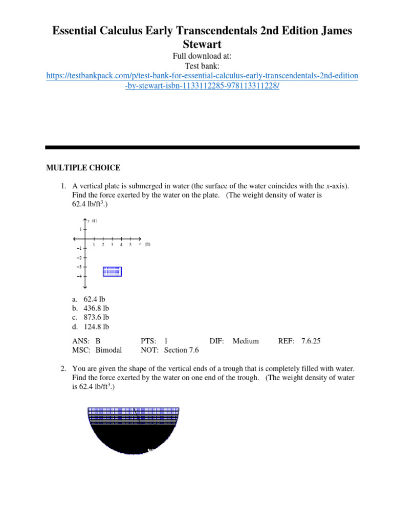 Essential Calculus Early Transcendentals 2nd Edition James Stewart Test